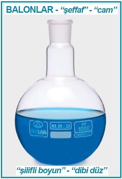 İSOLAB 030.01.101 balon - cam - dibi düz - şilifli - 100 ml - NS19/26 (1 adet)