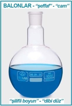 İSOLAB 030.01.101 balon - cam - dibi düz - şilifli - 100 ml - NS19/26 (1 adet)
