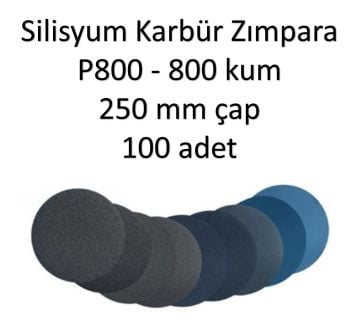 SİC Silisyum Karbür Parlatma Zımpara 800 kum grid P800 250 mm çap (100 ADET)
