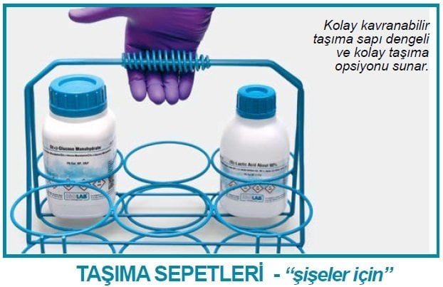 İSOLAB 062.66.500 şişe sepeti - tel - 500 ml şişeler için (1 adet)