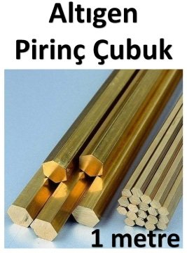 15 mm Altıgen Pirinç Çubuk 1 metre