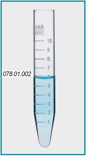 İSOLAB 078.01.002 tüp - santrfüj - cam - konik tabanlı - dereceli (10 adet)