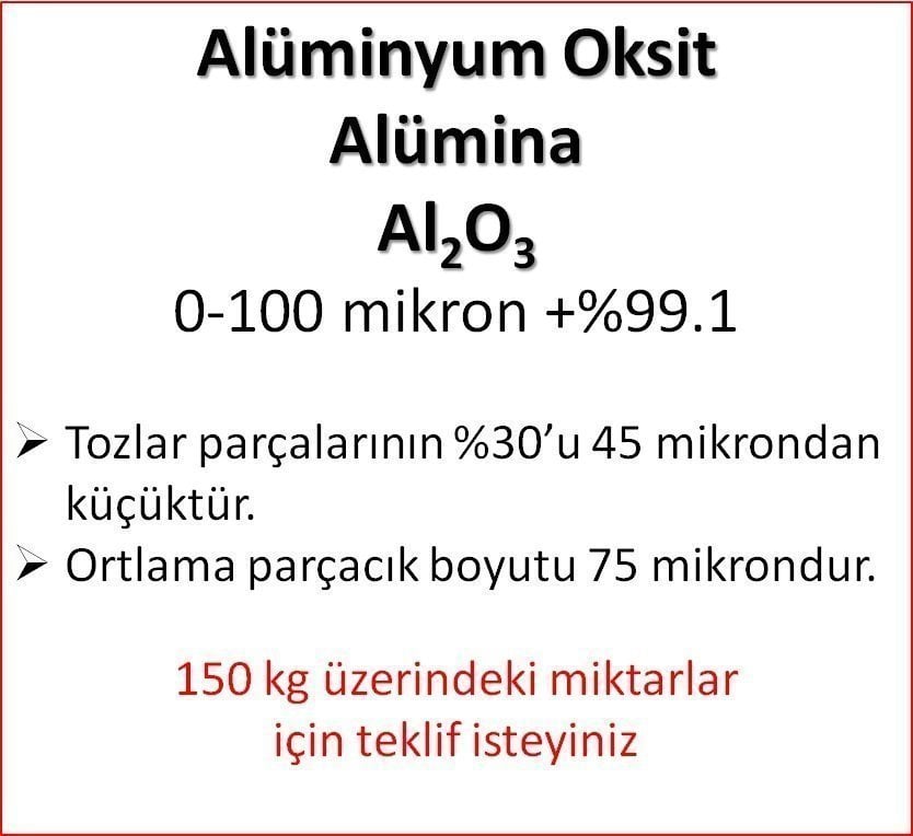 Alüminyum Oksit (Alümina) 0-100 mikron