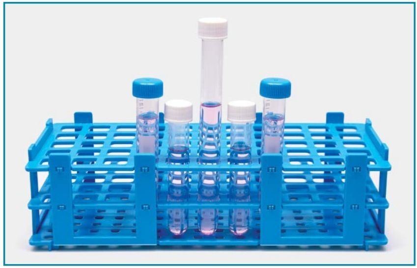 İSOLAB 079.01.003 tüp standı - demonte - 40 delik - 20 mm tüpler için (1 adet)