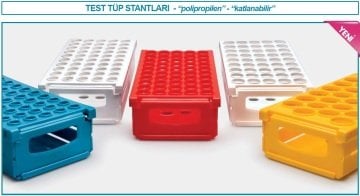 İSOLAB 079.03.001W tüp standı - katlanabilir - 50 delik - 13 mm tüpler için - beyaz (1 adet)