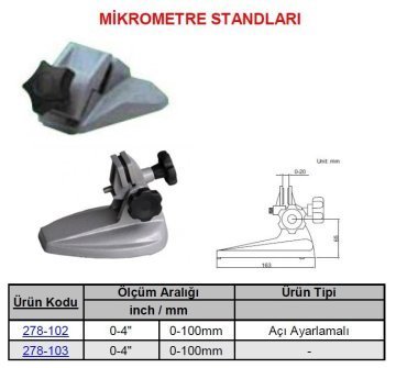 Mikrometre Standı Ayarlamalı