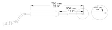 HANNA HI766TR1 Uzatılmış Uzunluk Penetrasyonu Saplı K Tipi Termokupl Probu (500mm)