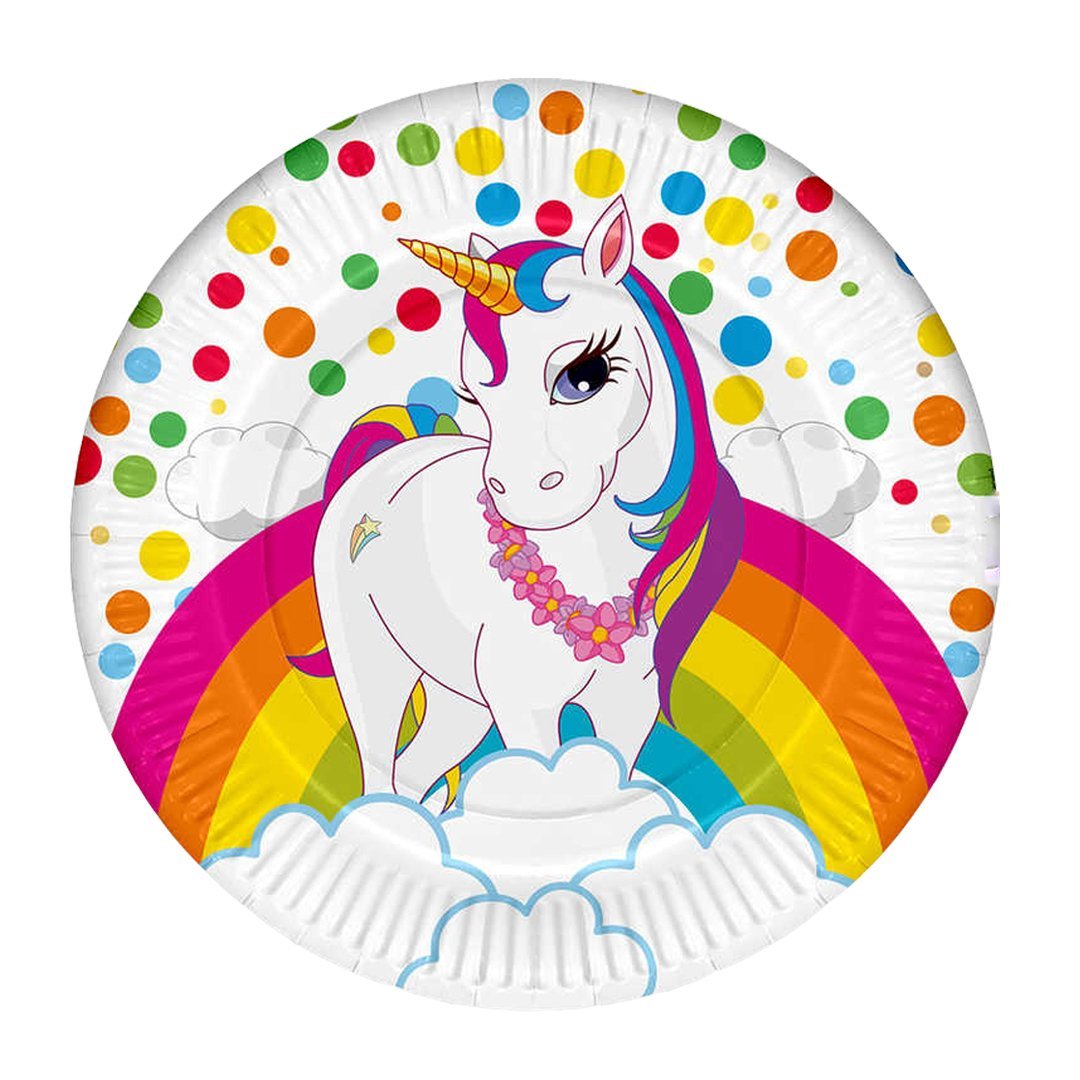 Unicorn Rainbow Karton Tabak 8 Adet