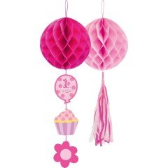 1 Yaş Günüm İkili Petek Süs Pembe