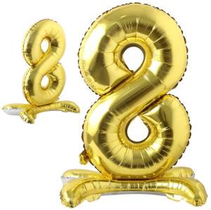 Ayaklı 8 Rakam Gold Folyo Balon