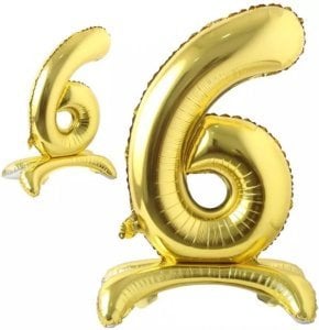 Ayaklı 6 Rakam Gold Folyo Balon