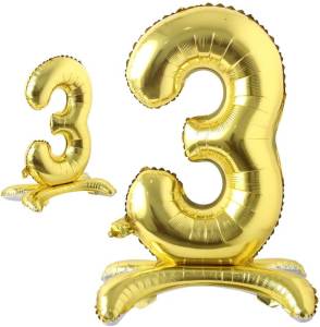 Ayaklı 3 Rakam Gold Folyo Balon