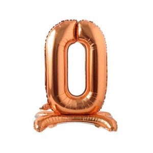 Ayaklı 0 Rakam Bronz Folyo Balon