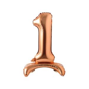 Ayaklı 1 Rakam Bronz Folyo Balon