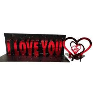 I Love You 3D Masa Üstü Banner Set