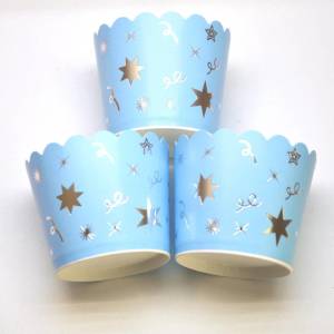 Gümüş Yıldızlı Mavi Cupcake Kabı