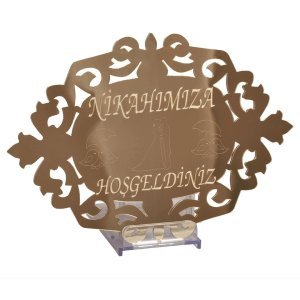 Nikahımıza Hoşgeldiniz Pleksi Kapı Duvar Süsü Gold