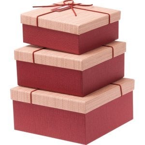 Hasır Desenli Bordo Kutu Set 3lü