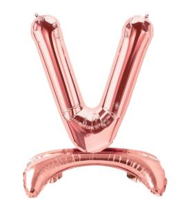 Ayaklı V  Harf  Rose Gold Folyo Balon