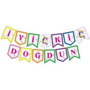 Renkli Unicorn İyi ki Doğdun Banner