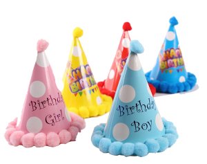 Ponponlu Happy Birthday Renkli Karton Şapka