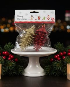 Yılbaşı Çam Ağacı Süsü Kozalak 2'li Lüx 6421-41