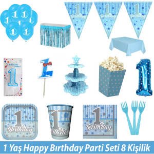 1 Yaş Doğum Günü Erkek Temalı Parti Seti 8 Kişilik