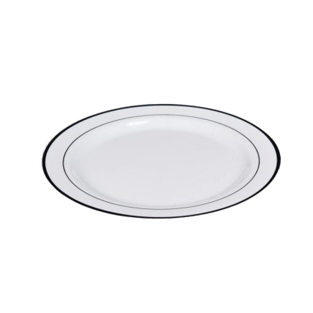 PartiPan porselen Görünümlü Gümüş Kenarlı Plastik Tabak 26 cm