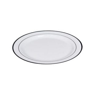 PartiPan porselen Görünümlü Gümüş Kenarlı Plastik Tabak 26 cm