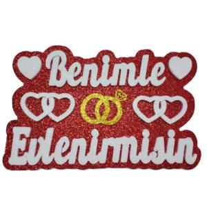 Benimle Evlenir Misin Kalpli Strafor Kırmızı