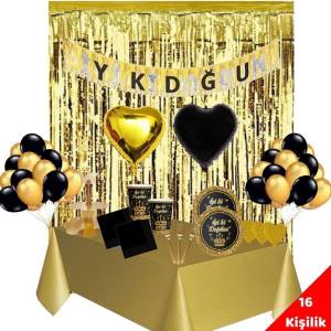 Golden Happy Birthday Parti Seti 16 Kişilik