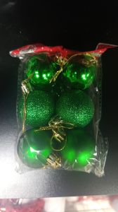 Yılbaşı Ağaç Topu 6 cm 6'lı 6421-5 Yeşil