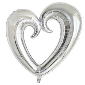 Boş Kalp Folyo Balon Gümüş 100 cm