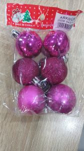 Yılbaşı Ağaç Topu 4 cm 6'lı 6421-12 Pembe