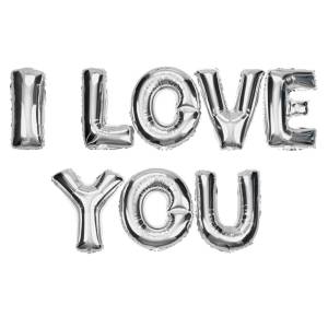 I Love You Gümüş Folyo Balon 40 cm