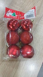 Yılbaşı Ağaç Topu 4 cm 6'lı 6421-9 Kırmızı