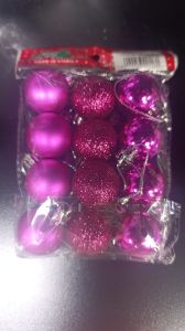 Yılbaşı Ağaç Topu 3 cm 12'li 6421-18 Pembe