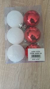 Yılbaşı Ağaç Topu 6'lı 6449-10  Karışık Renkli