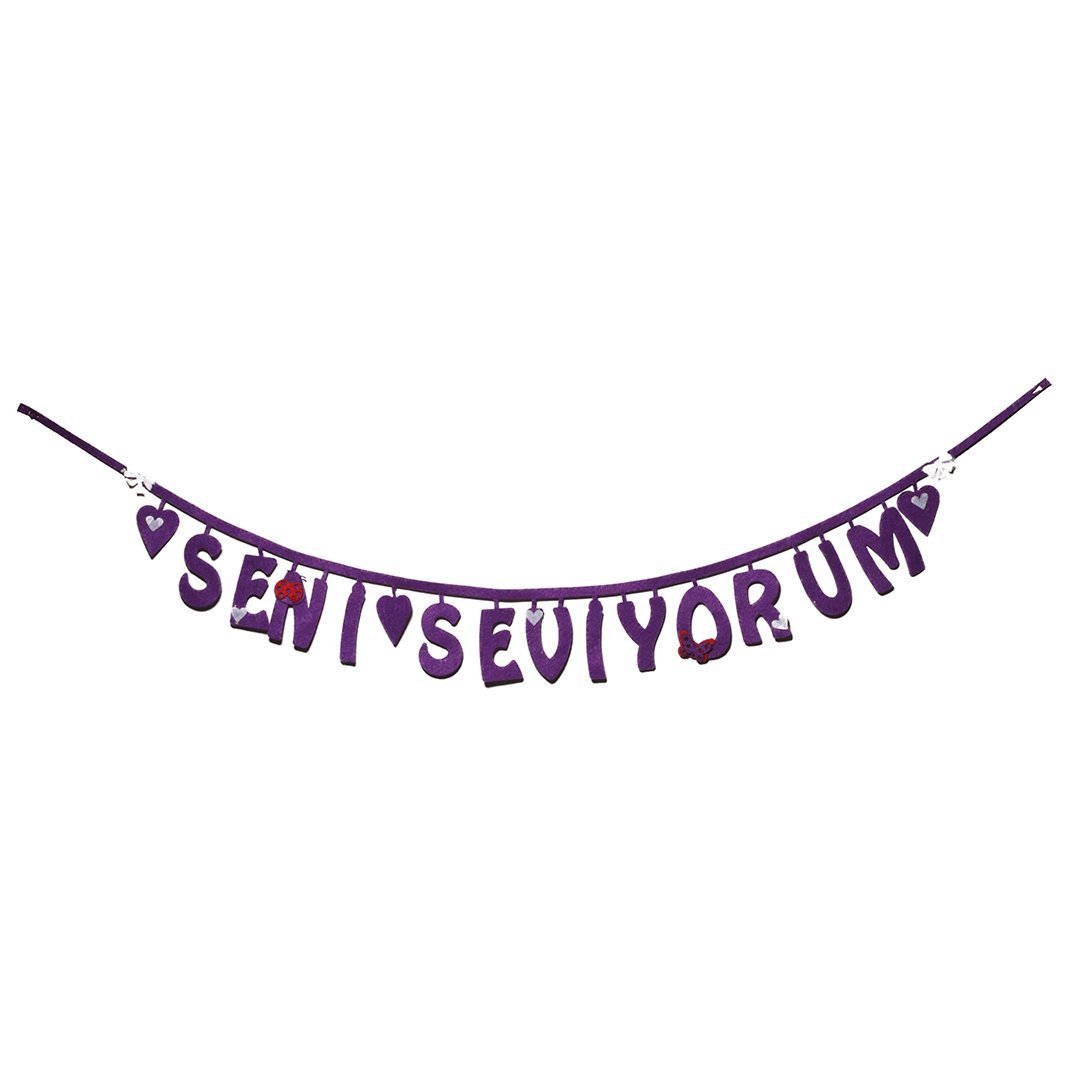 PartiPan Seni Seviyorum Keçe Yazı Mor