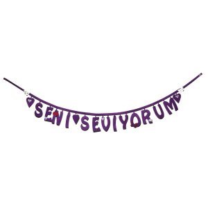PartiPan Seni Seviyorum Keçe Yazı Mor