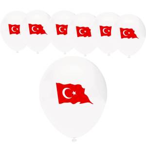 Bayrak Baskılı Beyaz Balon