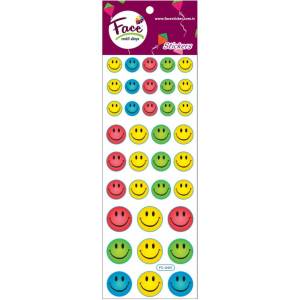 Renkli Gülen Yüz Yapışkanlı Sticker