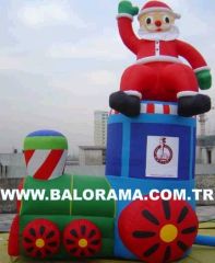 Dev Şişme Noel Baba ve Tren 4m