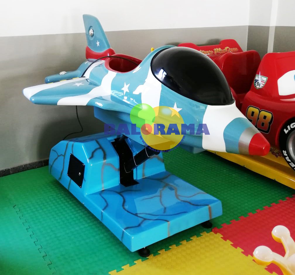 Jetonlu Oyuncak Uçak F-16 Yarı Yükselen Kiddie Rides Çocuk Bineği