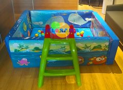 Kaydıraklı Baskılı Sünger Top Havuzu 160x160x50 cm