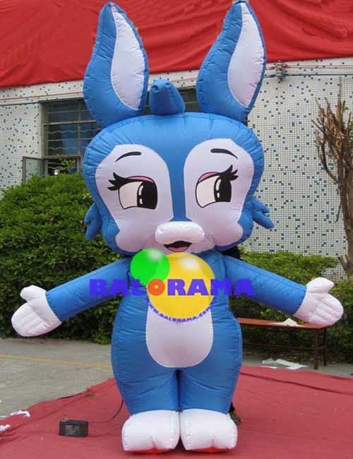 Şişme Maskot Mavi Tavşan 3m