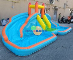 Şişme Aquapark İkili Su Kaydırağı ve Şişme Havuz