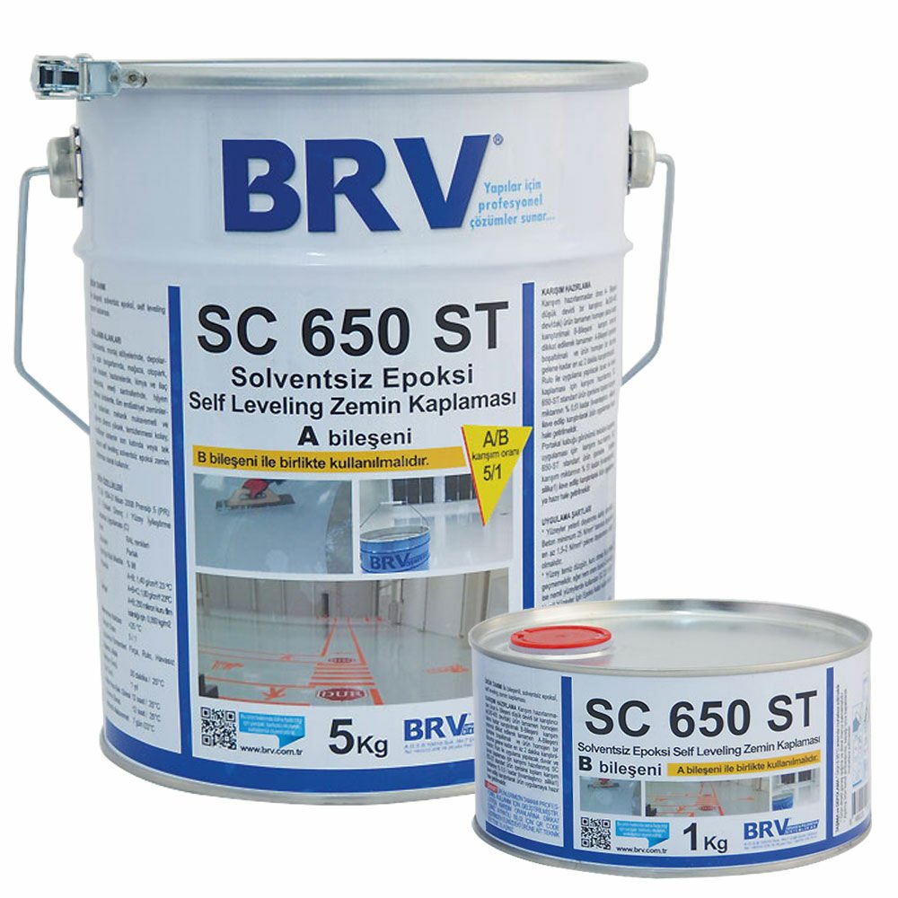 BRV SC 650 ST - Solventsiz Epoksi Self Leveling Zemin Kaplaması - (A+B) 6 Kg