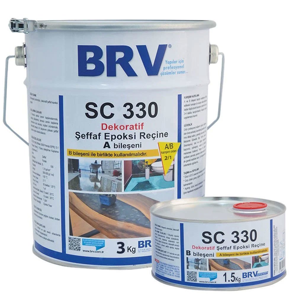 BRV SC 330 - Dekoratif Şeffaf Epoksi Reçine -  (A+B) 4,5 Kg