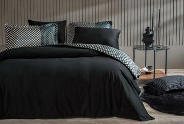 Yataş Bedding Çift Kişilik XL Bronte Kadife Saten Nevresim Takımı - Siyah